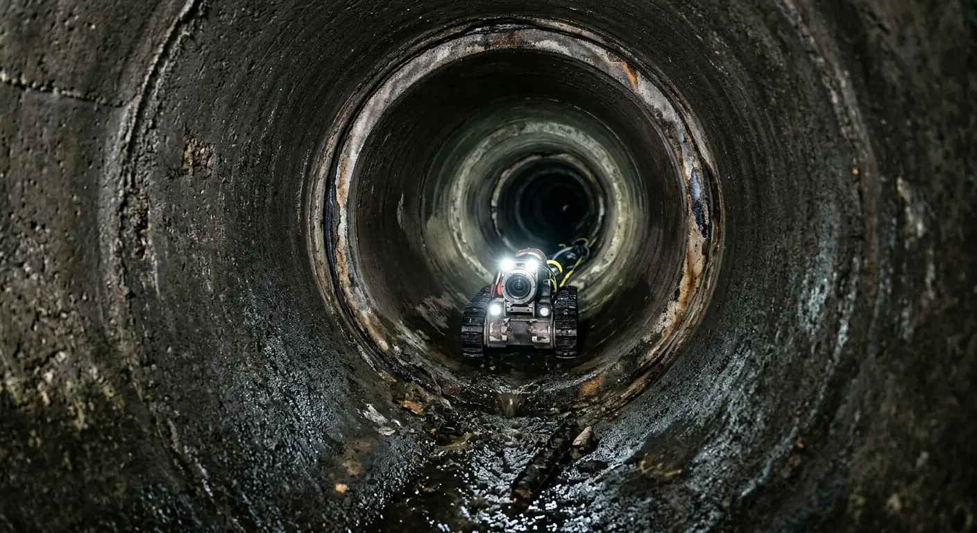 Robotic sewer camera inspecting pipe interior for Sewer Line Repair in Paradise